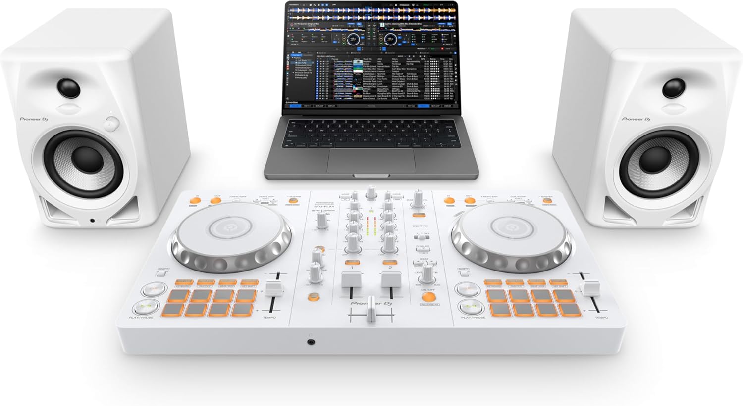 Pioneer DJ DDJ-FLX4 2-deck rekordbox and Serato DJ Controller - White, Limited Edition