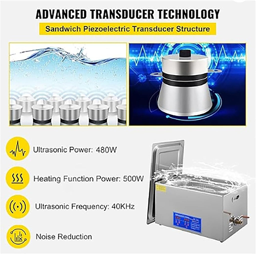 Ultrasonic Cleaner 30L Professional Ultrasonic Cleaning Machine 40kHz with Digital Timer and Heater Ultra Sonic Jewelry Cleaner Machine for Glasses, Jewelry, Watches and Metal Parts