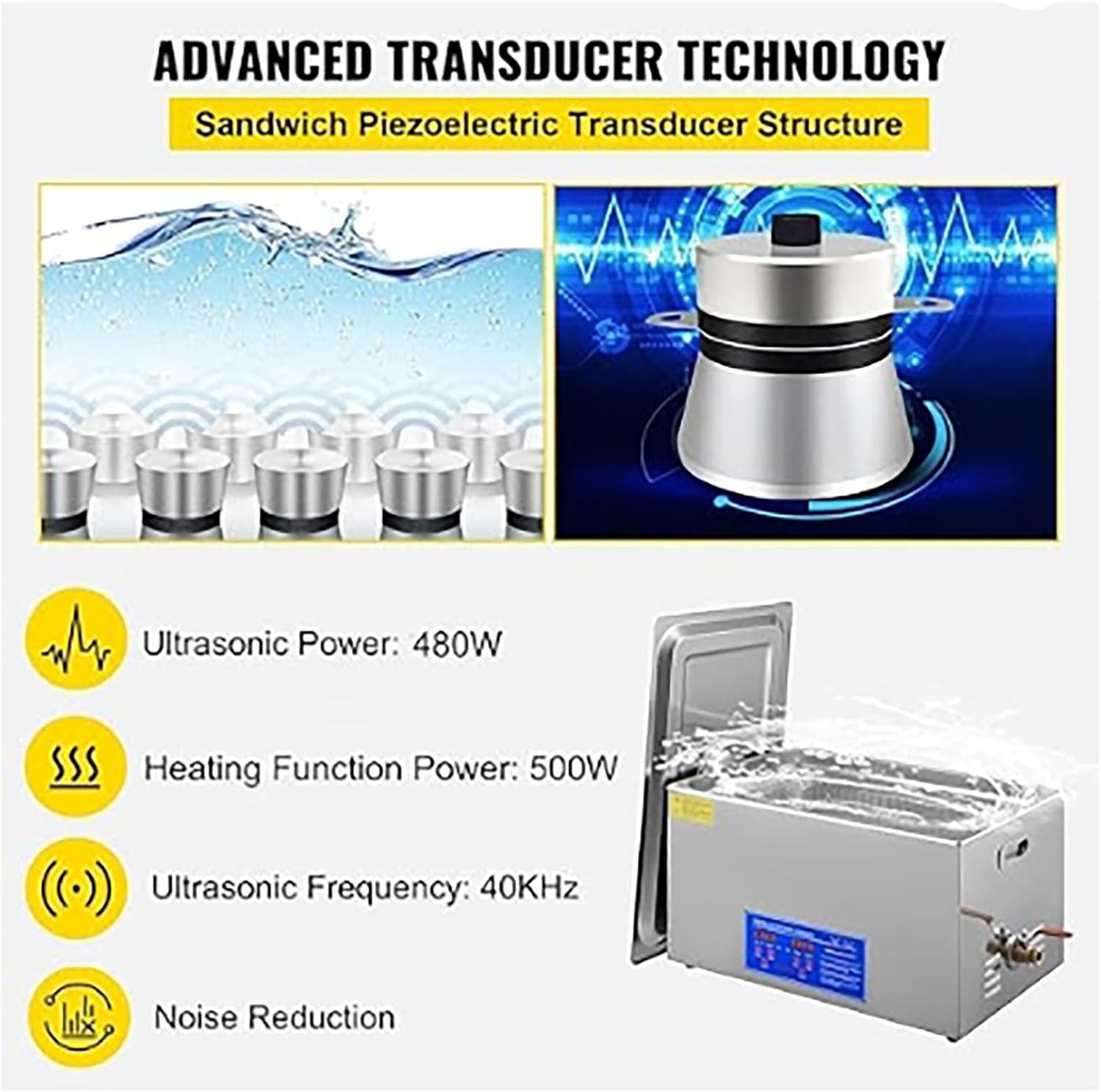 Ultrasonic Cleaner 30L Professional Ultrasonic Cleaning Machine 40kHz with Digital Timer and Heater Ultra Sonic Jewelry Cleaner Machine for Glasses, Jewelry, Watches and Metal Parts