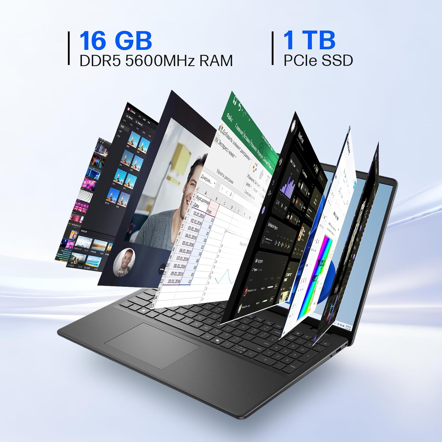 Dell Inspiron 16 Touchscreen Laptop for Business, Intel Core 7 150U (Up to 5.4 GHz), 16' FHD+, 300 nits Display, 16 GB DDR5, 5200 MT/s, 1 TB SSD, Backlit Keyboard, Wi-Fi 6E, Windows 11 Pro, Copilot-Ai
