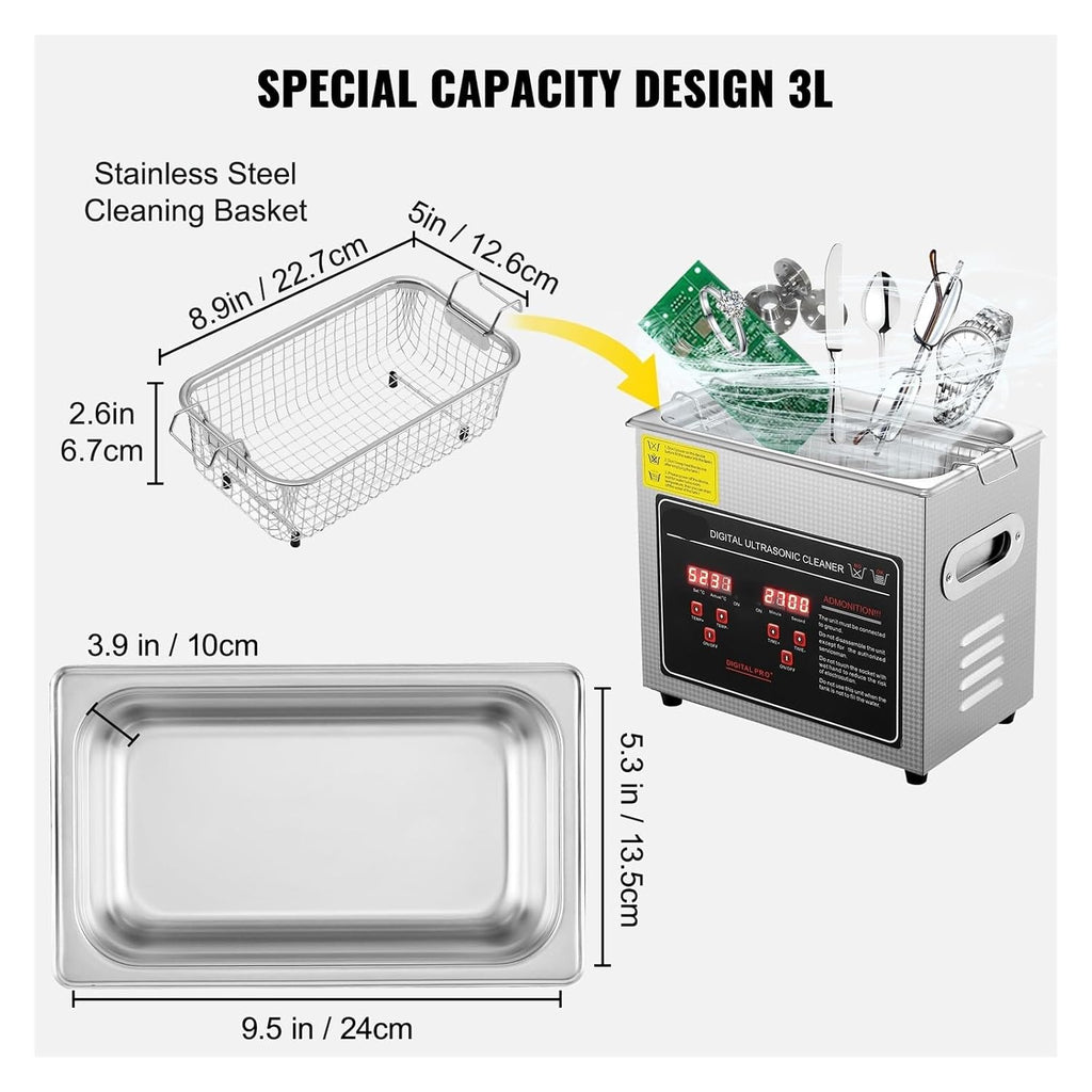 2L 3L 6L 10L 22L 30L Ultrasonic Cleaner Stainless Steel Portable Heated Cleaning Washing Machine Ultrasound Home Appliance(22L)
