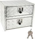 24'' Inch Silver Aluminum Underbody Truck Box w/Drawer & Lock T-Handle Latch Key 24 x 18 x 20 Inch Truck Tool Box Job Box For Storage & Organization