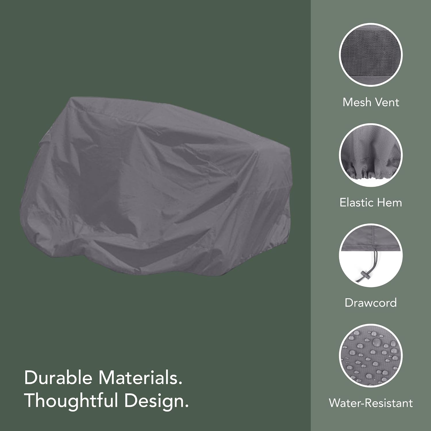 Covermates Elite Zero‑Turn and Riding Lawn Mower Cover – Heavy‑Duty Polyester All‑Weather Outdoor Protection Water‑Resistant, Drawcord, & Breathable Vent, 54W x 66D x 45H, Charcoal