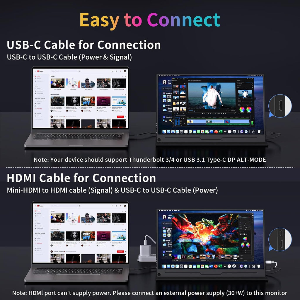 MAGICRAVEN 4K Portable Monitor, 15.6' 3840x2160 IPS Laptop Screen, USB C HDMI Computer Gaming Display with Speakers & Smart Cover, Travel Monitor for PC Phone PS5/4 Xbox Switch