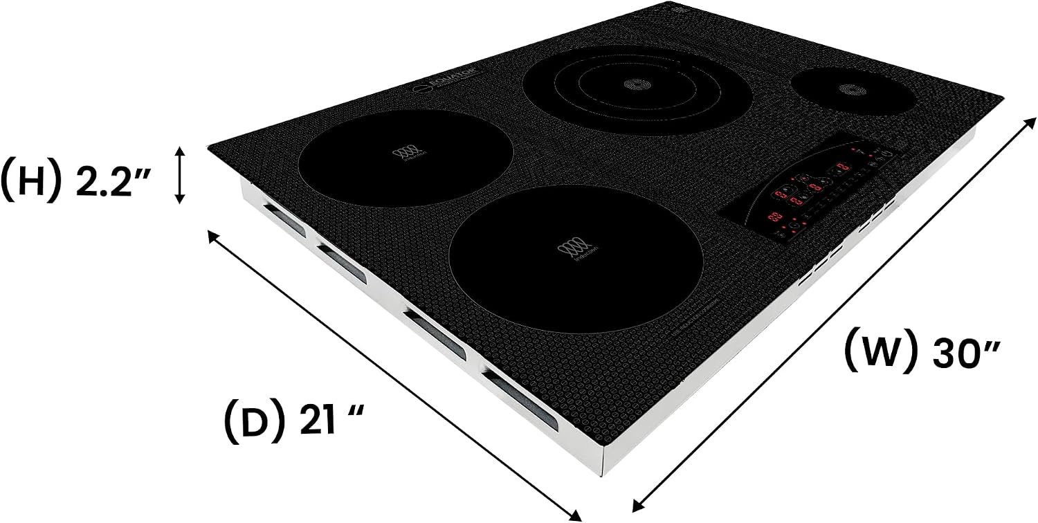 Equator 30-inch Electric Hybrid Cooktop Equator Design with 2 Induction & 2 Ceramic Burners Dual Cooking Modes for Flexible, Fast, and Efficient Cooking Sleek Built-in Design