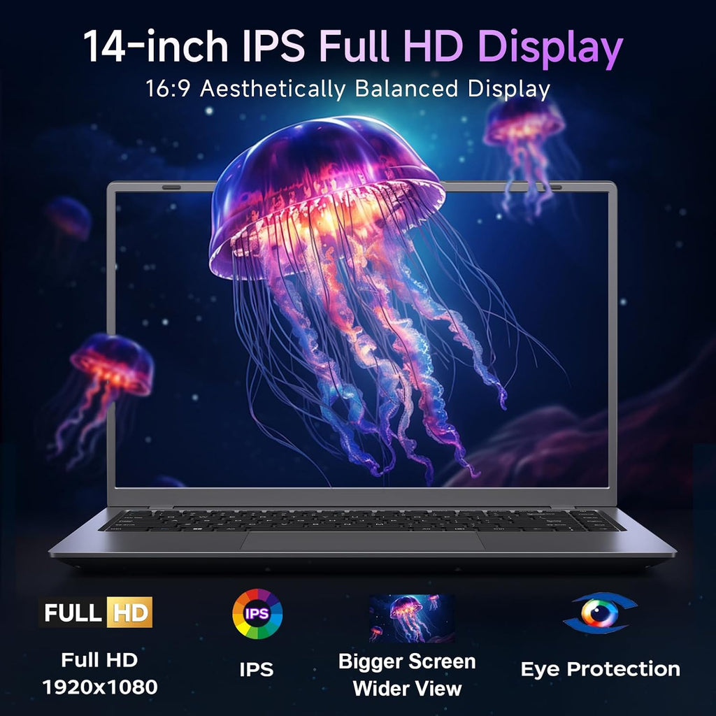 Laptop 32GB RAM 1TB SSD, Gold Pentium Processor (Up to 3.4GHz), 14 Inch IPS FHD Display, 38WH, USB3.2, Type-C, HDMI, WiFi 5, Win11 Laptop, Notebook Laptops for Business and Students