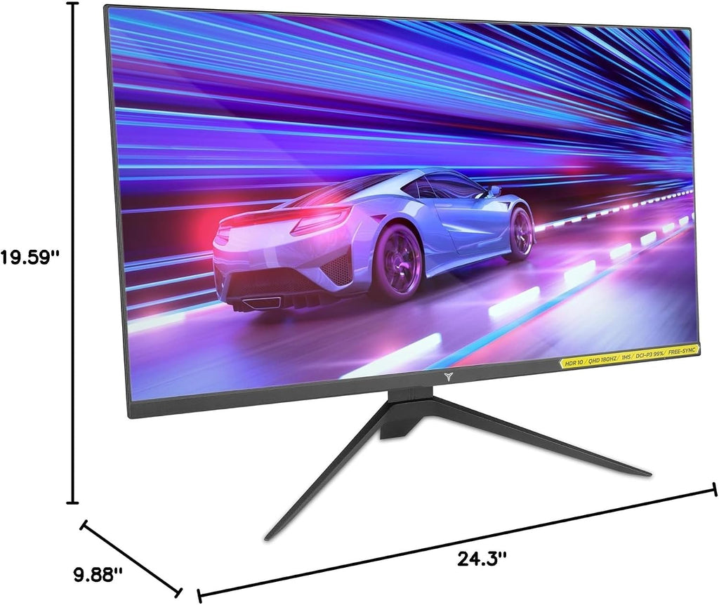 YEYIAN 27' QHD 2K Flat Gaming Monitor | 2560x1440 | IPS Panel | 178° View | 3000:1 | 180 Hz | 16:9 | 16.7 Million Colors | 1ms Response | VESA | DisplayPort/HDMI