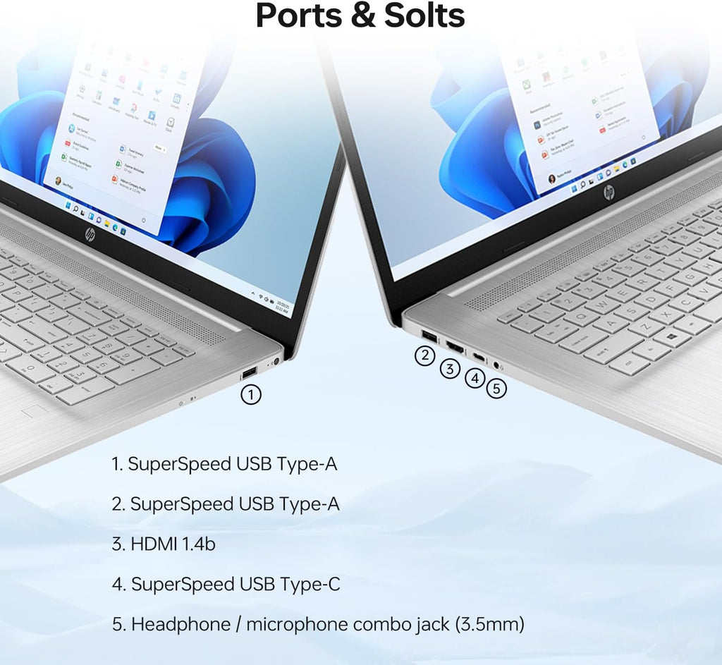 HP 17 Laptop, 17.3' HD+ Touchscreen, Intel Core i7-1255U Processor, 64GB RAM, 2TB SSD, Webcam, HDMI, Backlit Keyboard, Wi-Fi, Windows 11 Home, Silver