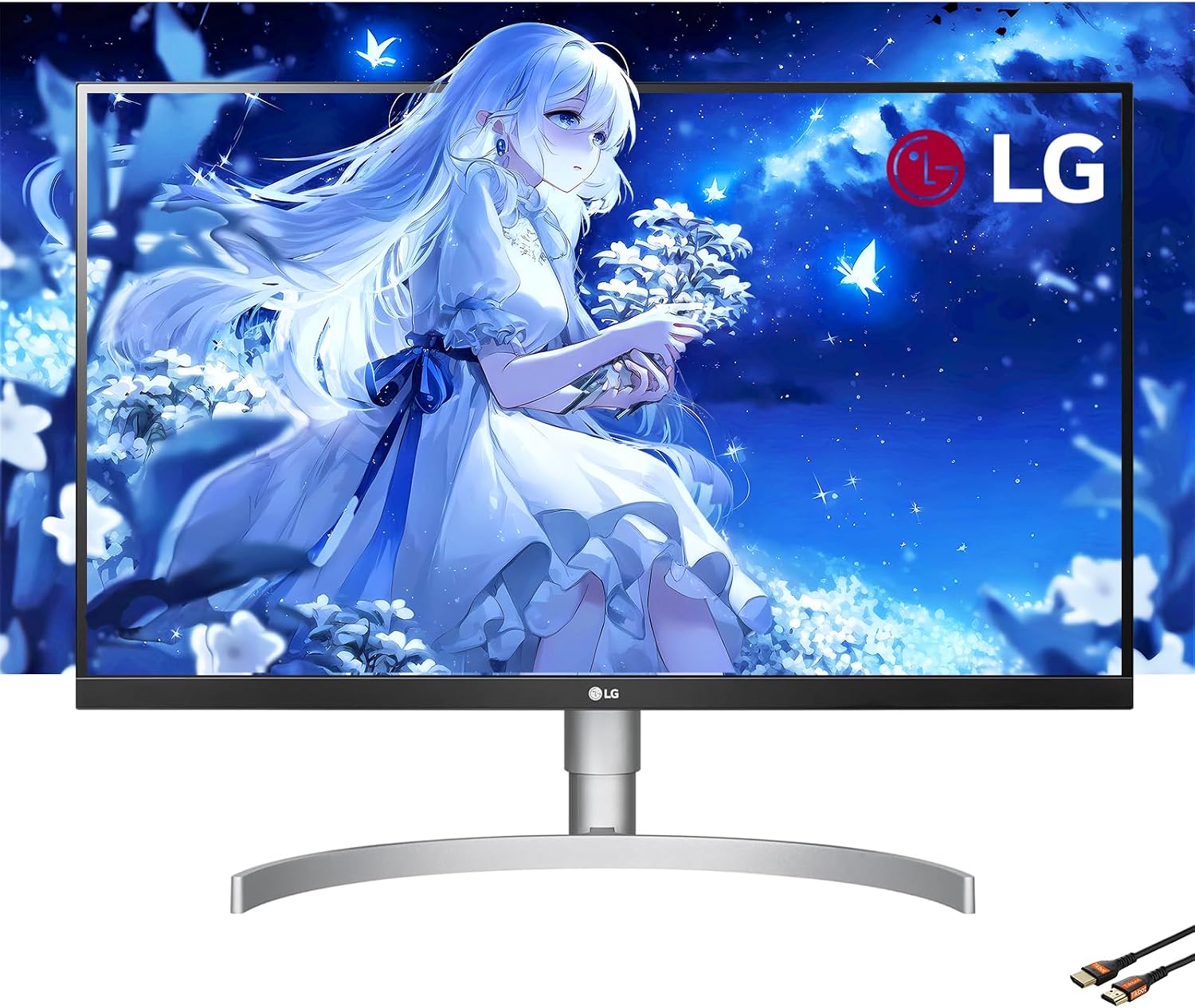 LG 27'' 4K (3840 x 2160) IPS Monitor with USB Type-C | AMD FreeSync | HDR 400, DCI-P3 95% | Built-in Speaker | 60Hz, 5ms | Compact Bezel (HDMI, DisplayPort) | White Monitor