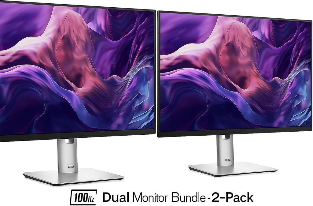 Dell P2425H 24 Inch Monitor 2-Pack – Full HD 1080p IPS Display, 100Hz, Comfortview Plus, USB-C Hub, HDMI/DP/VGA – Height Adjustable Ergonomic Stand, Eye Care, Dual Monitor Bundle for Home & Office
