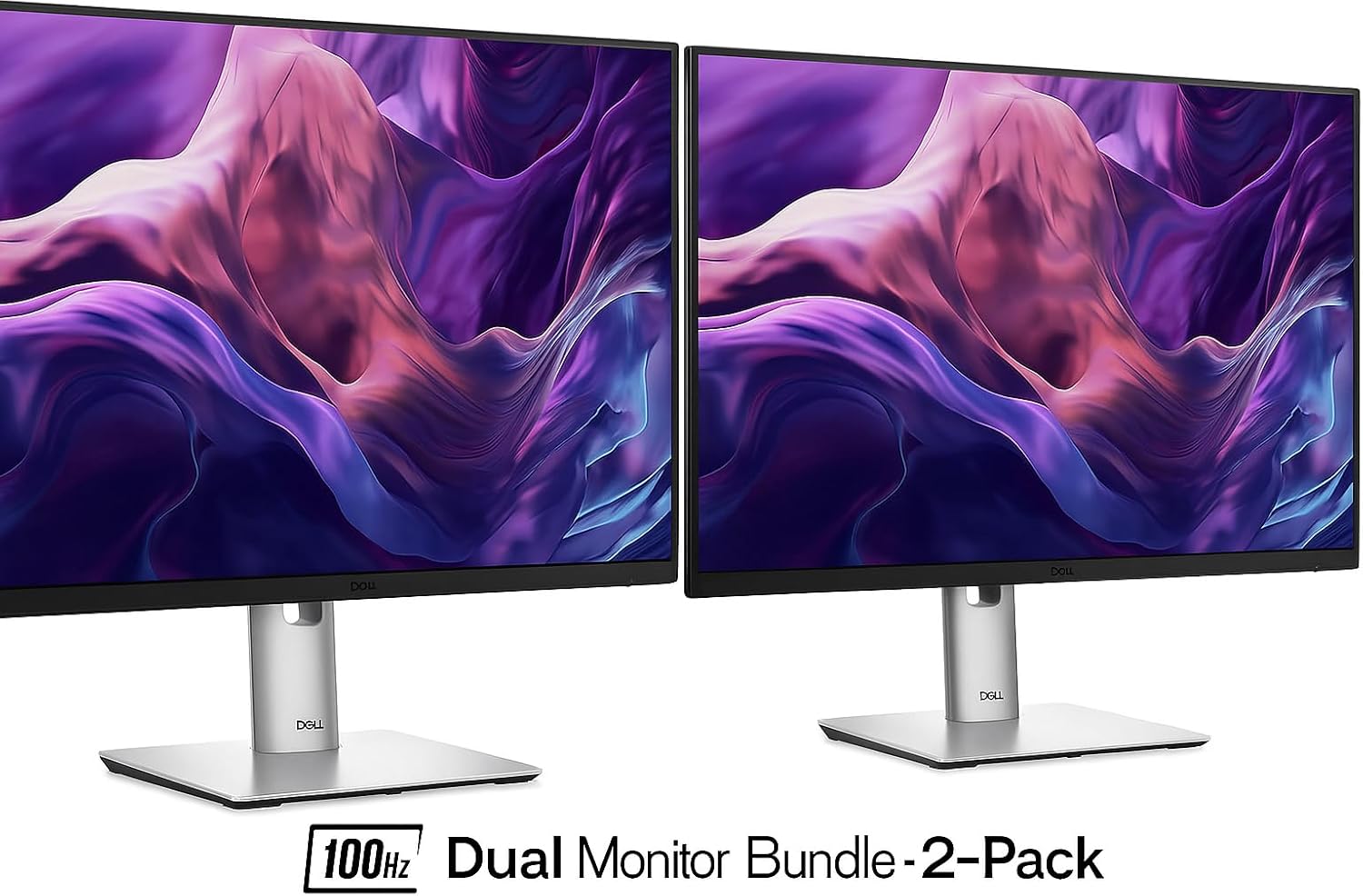 Dell P2425H 24 Inch Monitor 2-Pack – Full HD 1080p IPS Display, 100Hz, Comfortview Plus, USB-C Hub, HDMI/DP/VGA – Height Adjustable Ergonomic Stand, Eye Care, Dual Monitor Bundle for Home & Office