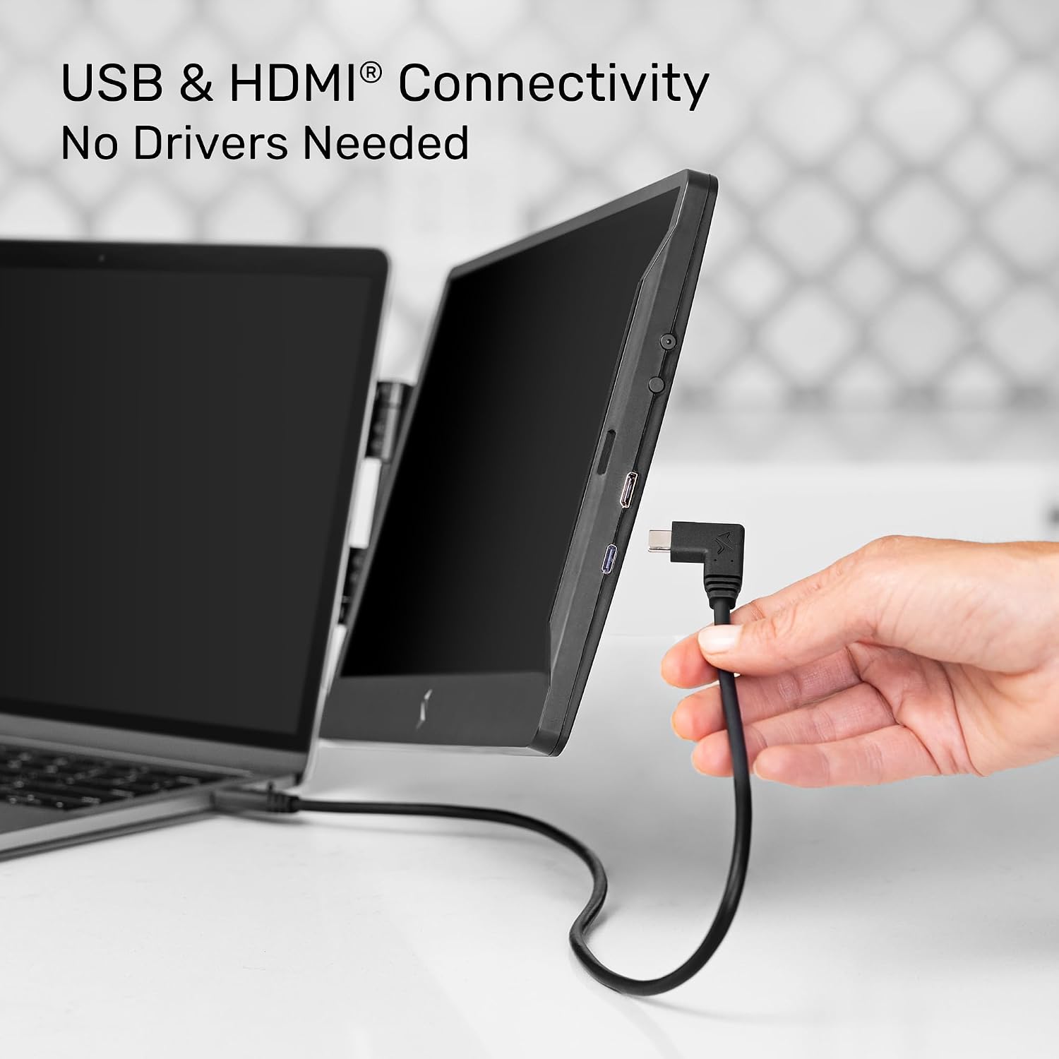 SideTrak Swivel 14' Attachable Portable Monitor Extender, FHD TFT Laptop Dual Screen with Kickstand + Unique Swivel Hinge, Compatible with Mac, PC, Chrome, Powered by USB/Mini HDMI Port (Black)