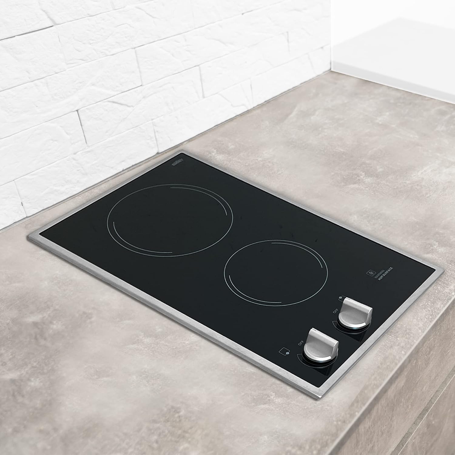 Summit CR2B12ST 12' Wide 115V 2-Burner Radiant Cooktop, Black Ceramic Glass, 1400W, ADA Compliant, Safety Heat Indicator, Easy to Clean, Cord Included, Hotel Suites, Extended Stay, Apartments, House