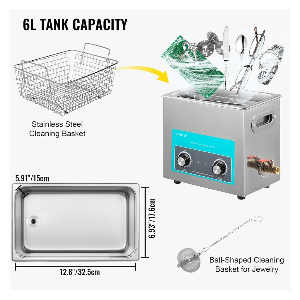 Ultrasonic Cleaners, 6L Electric Ultrasonic Cleaner Portable Washing Machine Lave-Dishes Ultrasound Home Appliance