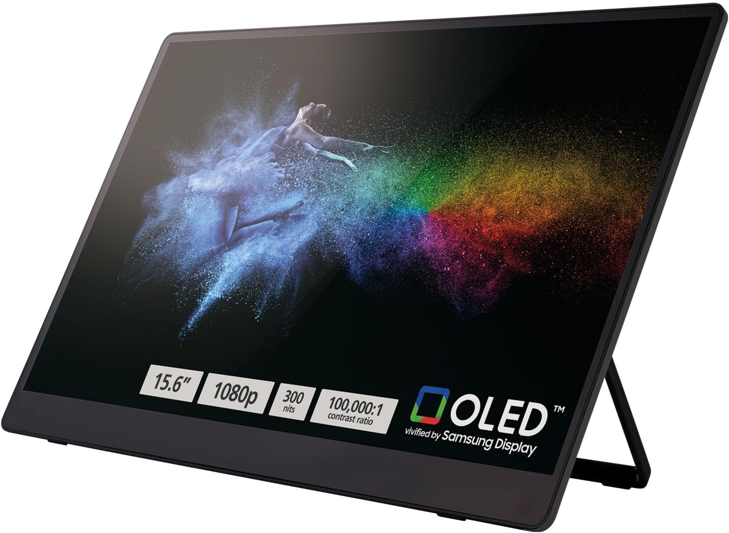RICOH 150 Portable 15.6' Vivid OLED 350nit Lightweight Display Monitor and Touchscreen w/Dual Speakers - for Laptop, Desktop, Mac, PC