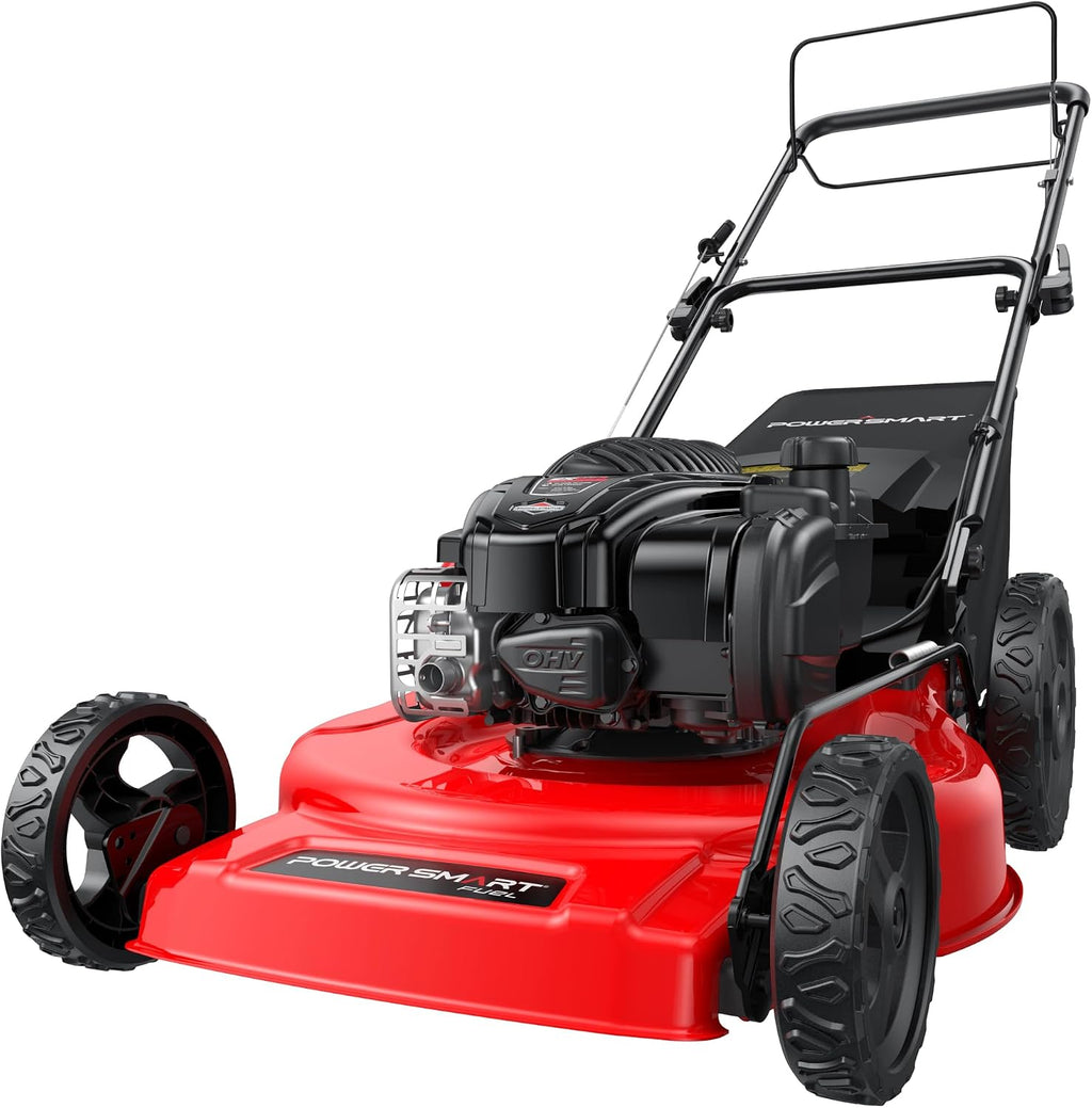 PowerSmart 22' Gas Lawn Mower, 150cc B&S Engine, Self-Propelled, 3-in-1 Mulching System, 6 Cutting Heights, Rear-Wheel Drive, Durable Steel Deck for Yard