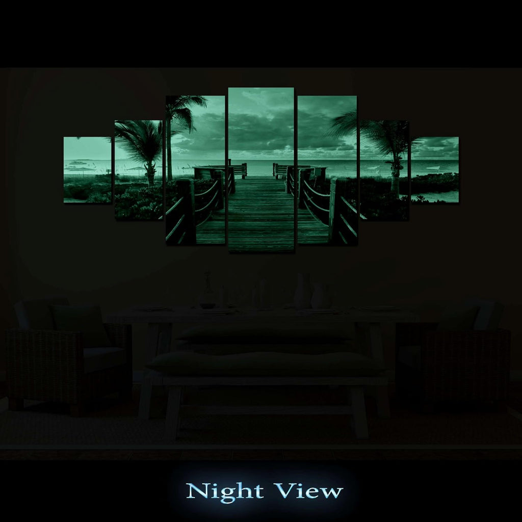 Startonight Huge Canvas Wall Art Summer Bridge Beach I - Large Framed Set of 7 40' x 95'