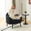 VINGLI 30.3' Wide Modern Barrel Accent Armchair with Track Armrest, Solid Wooden Legs, Comfy Upholstered Club Chair, Round Single Home Sofa for Living Room, Bedroom, Reading Room,Teddy Fleece Black