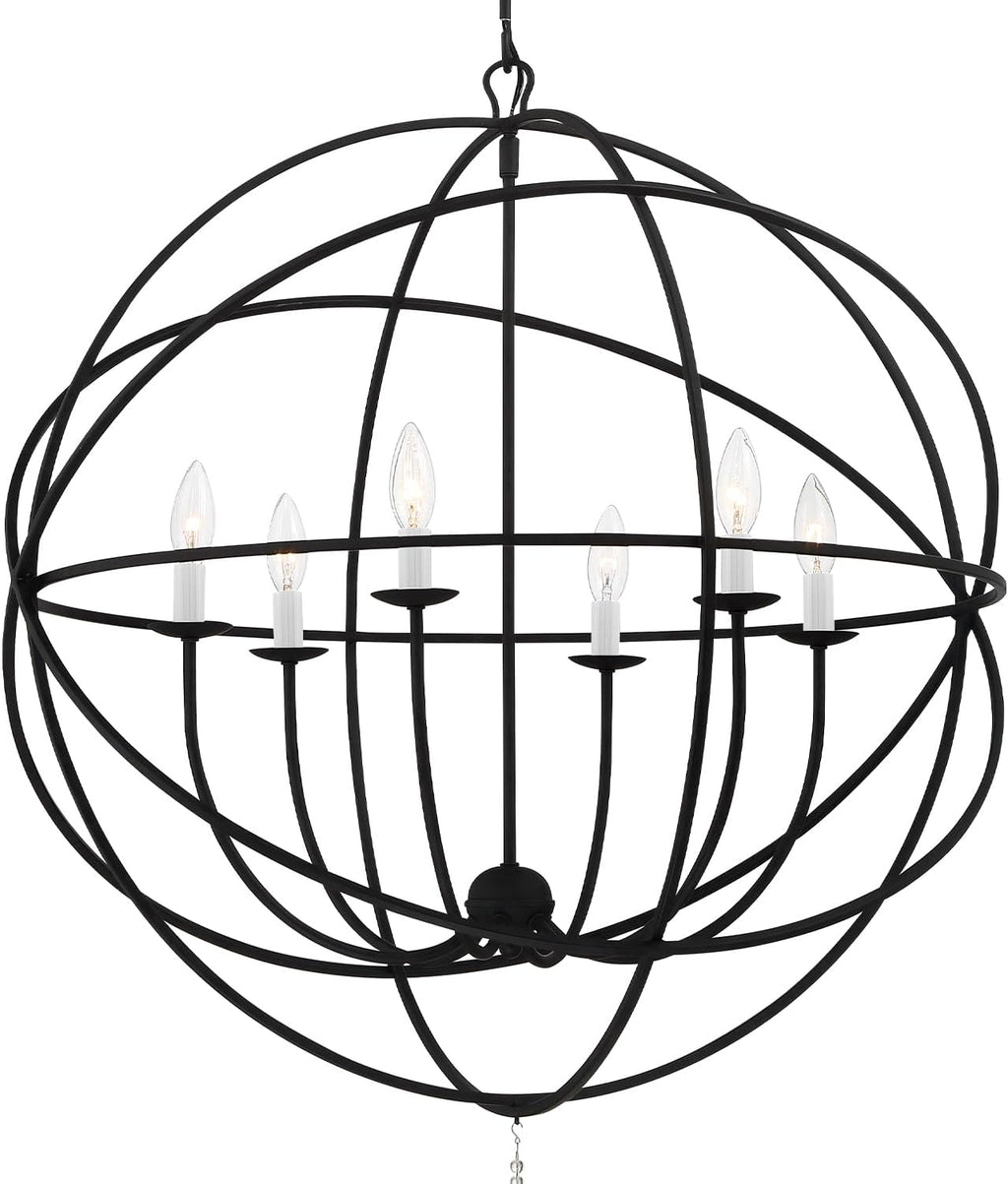Crystorama Solaris 6 Light Black Chandelier