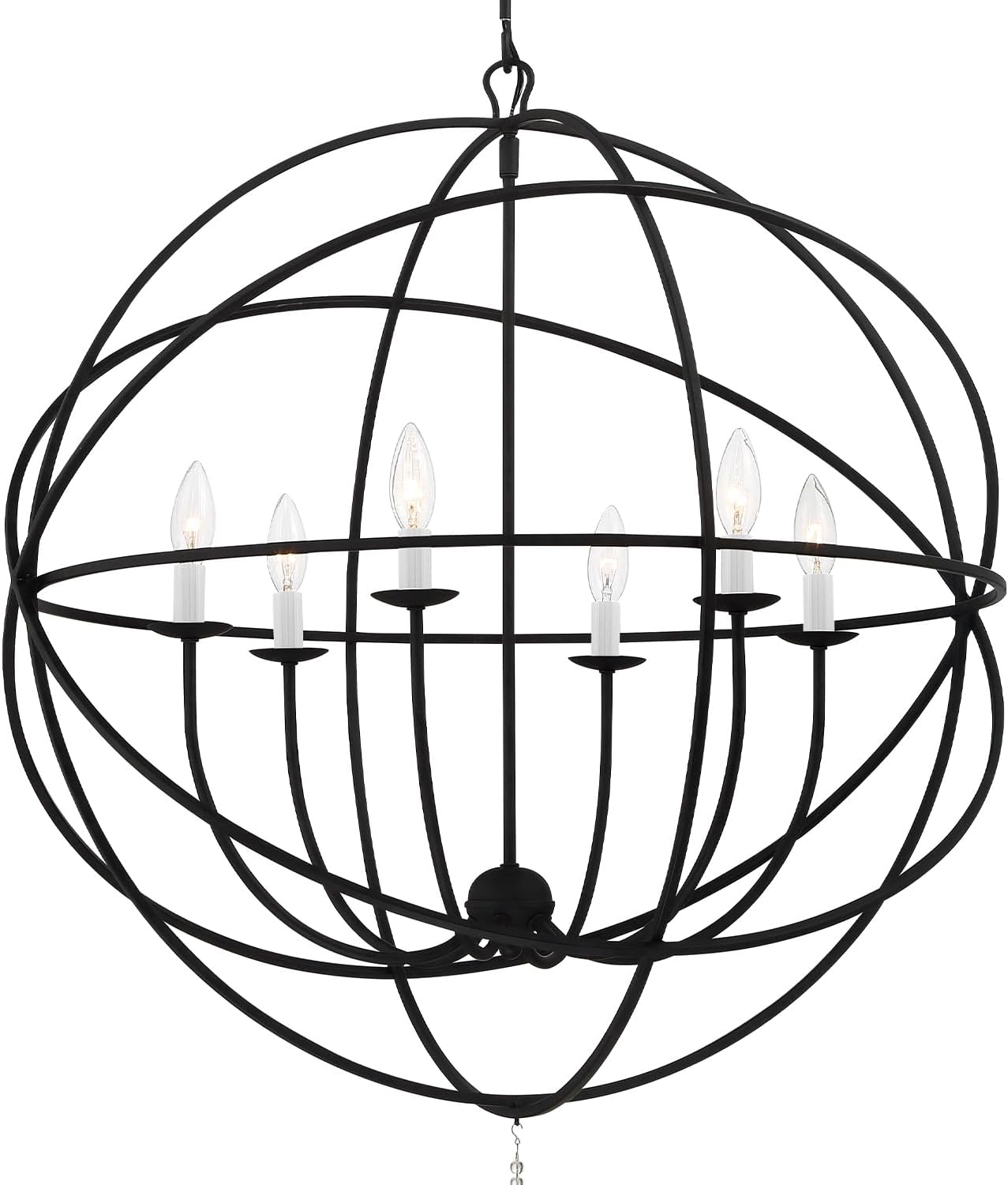 Crystorama Solaris 6 Light Black Chandelier