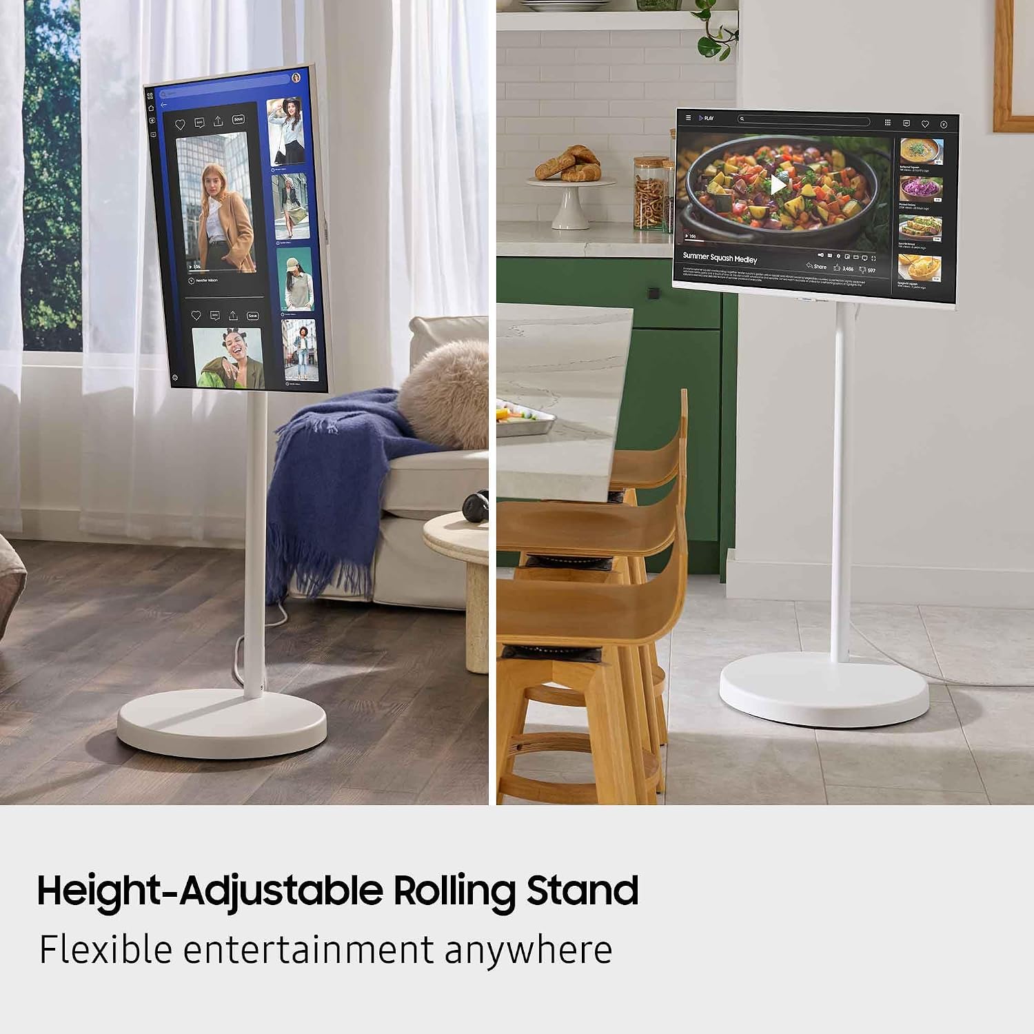 Samsung The Movingstyle Essential 32' 4K UHD Smart Monitor with Adjustable Rolling Stand, Smart TV Apps, Built-in Speakers, White Design, Gaming Hub, AI Picture Optimizer, SmartThings, F-LS32FM70-MSR