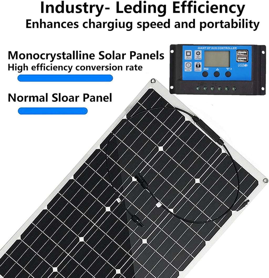300 Watt 12 Volt Flexible Monocrystalline Solar Panel High Efficiency PV Module with 40A Charge Controller Extension Cable for RV Trailer Marine Rooftop Home Farm Off-Grid System 5 * 300W