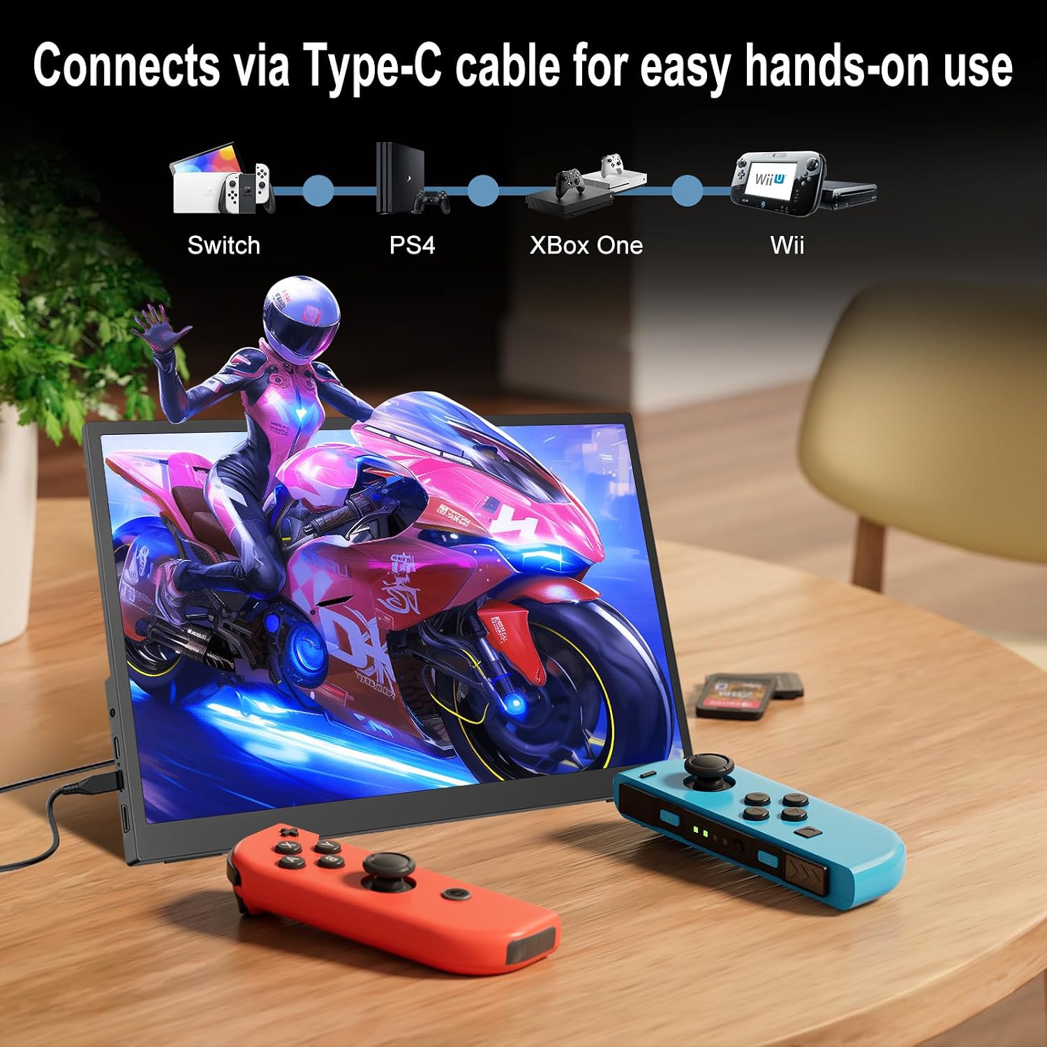 4K Portable Monitor, 15.6 Inch Screen Extender 3240×2160 UHD, 500 Nits 100% sRGB with 45° Adjustable Stand, HDMI & USB-C Computer Display for Travel Monitor Laptop & PC Mac Phone PS4 PS5 Switch