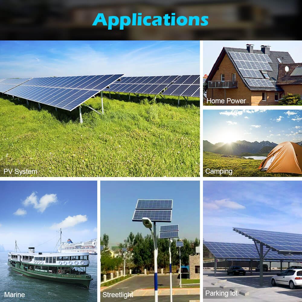 SUNGOLDPOWER 4PCS 550W Solar Panel,UL61730,18BB Monocrystalline Grade A Cell,Rigid,High Efficiency,IP68，Charging 12V/24V/48V Battery on Rooftop,Yard,Marine,on/Off Grid System CEC Listed (Total 2200W)