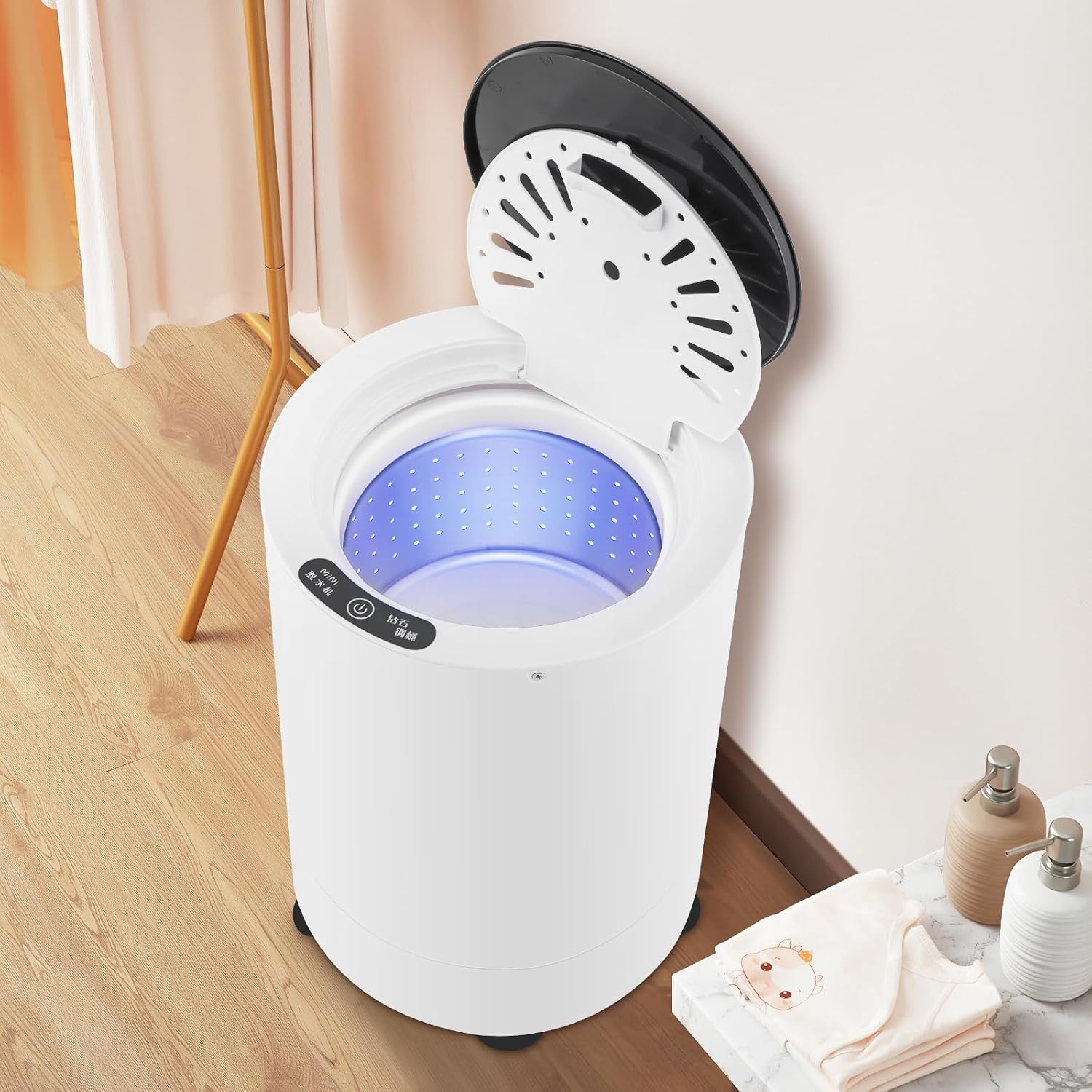 Compact Electric Spin Dryer 110V, Portable Mini Laundry Dryer for Apartments, Schools, Dorms, RVs, Camping