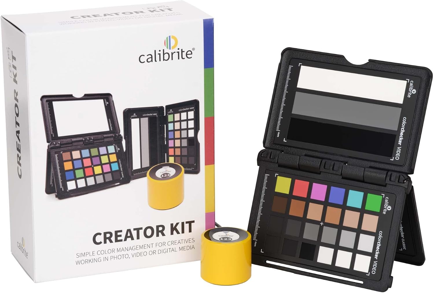 Calibrite Creator Kit w/Display 123 Colorimeter and ColorChecker Passport Video 2, Monitor Calibration and Capture Color Control System for Photography and Filmmaking Workflows (CC123-PPV2)