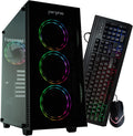 Periphio Terra Gaming PC, AMD Ryzen 5 5600GT up to 4.6 GHz with Radeon Vega 7 Graphics, 16GB RAM, 1TB NVMe SSD, WiFi, Windows 11 Desktop Computer, Black, 1080p PC Gaming, RGB Keyboard + Mouse Bundle