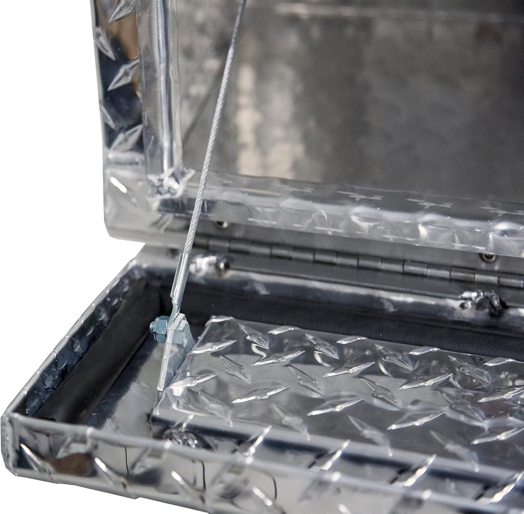 Buyers Products 1705640 21x13x72 Diamond Tread Aluminum Pick Up Truck Contractor Box with Lower Door, Two Tier Storage, Weather Resistant Seals, Locking Latches, No‑Drill Mounting Hardware