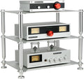 BOALECO FX2 Audiophile Audio Rack, 3-Tier Desktop HiFi Isolation Stand with Solid Aluminum Pillars, Modular Equipment Shelf for Amplifiers, DACs, and Preamps