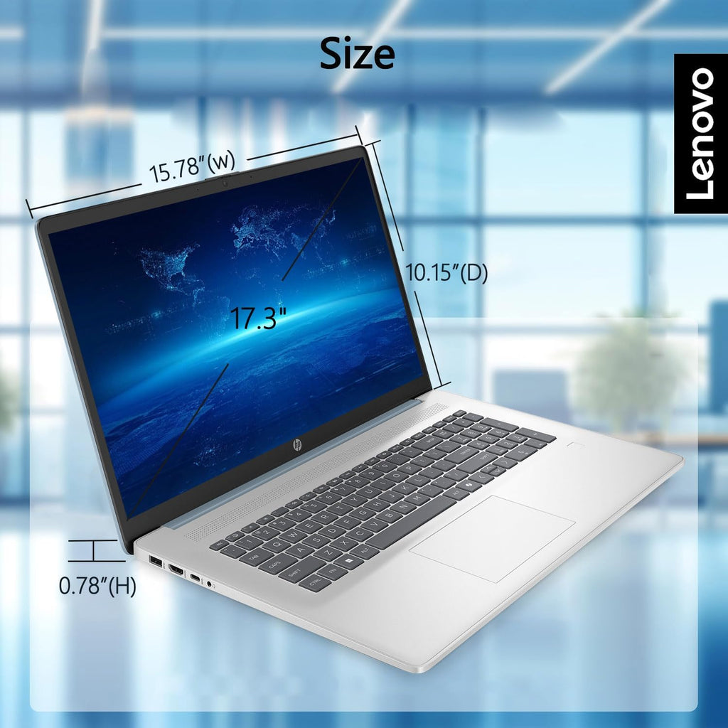 HP 17 Laptop, 17.3' HD+ Display, 11th Gen Intel Core i3-1125G4 Processor, 16GB RAM, 512GB SSD, Wi-Fi, HDMI, Webcam, Windows 11 Home, Silver