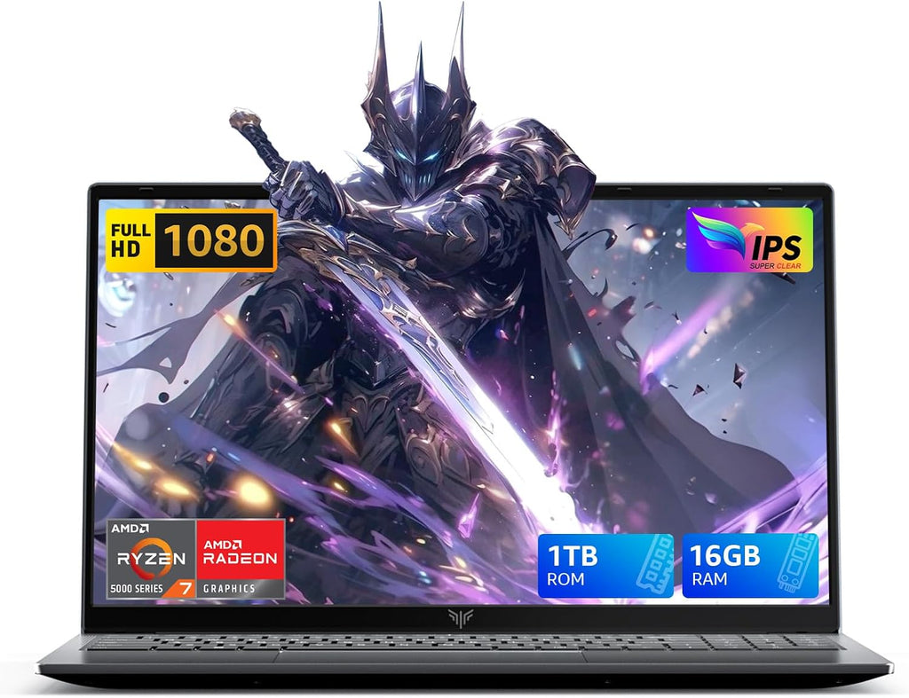 MALLRACE Gaming Laptop,AMD Ryzen 7 5825U(Beat Intel i7-1255,up to 4.5GHz), Radeon RX Vega 8 Graphics,15.6' FHD Display,16GB RAM 1TB NVMe SSD Laptop Computer with Numeric KB,Type_C (Full Function)