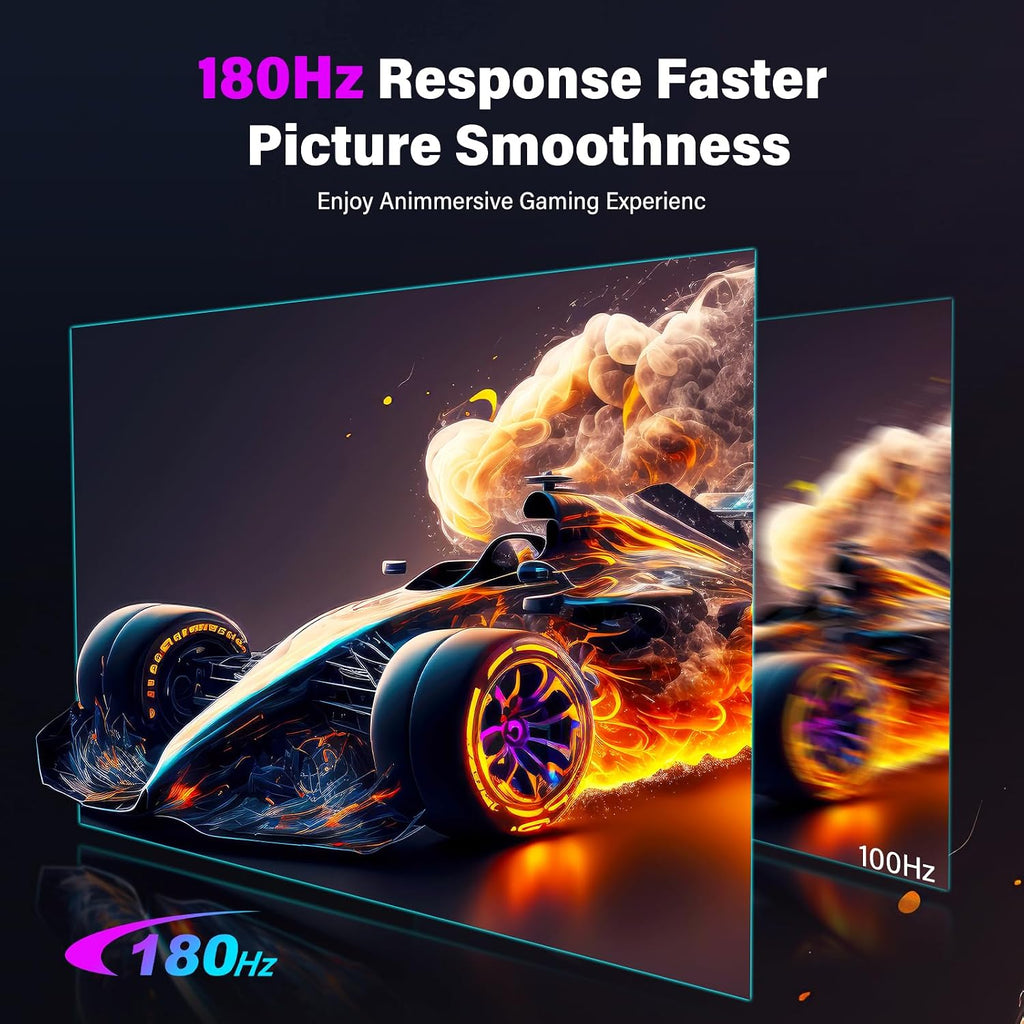 2K 180Hz Portable Gaming Monitor, 23.8' 2560x1440 QHD Fast IPS ∆E<2 100% sRGB Portable Monitor w/180° Adjustable Stand Type-C HDMI Eye Care External Second Screen for Laptop Phone PS4 PS5 Switch Xbox