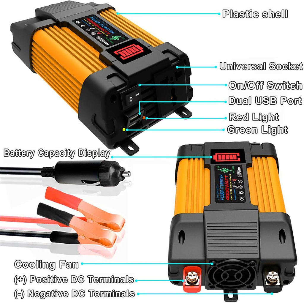 Solar Panel Kit, Complete 4000W/6000W Solar Inverter System Kit, 12V50A Solar Charge Controller with LED Power Display and 2 USB Ports ，100W Waterproof Folding Solar Panel,1× Hanging Ornament(4000w)