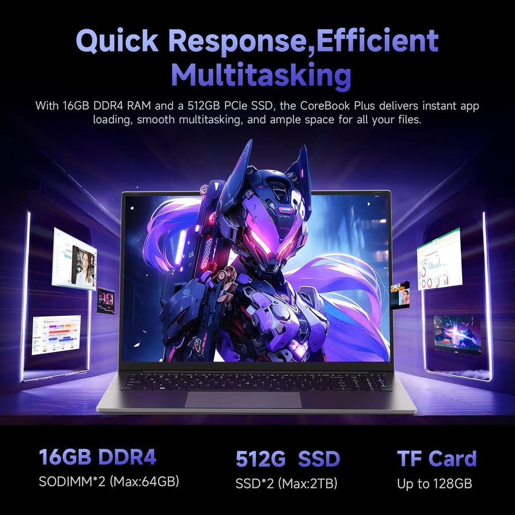 CHUWI Gaming Laptop 16'', AMD Ryzen 5 (Beat i7-1355U), 16GB RAM 512GB SSD, Windows 11 Pro Laptop with Office, IPS 2K Display, Backlit Keyboard, 74.1Wh, WiFi 6, BT 5.2, 4K HDMI