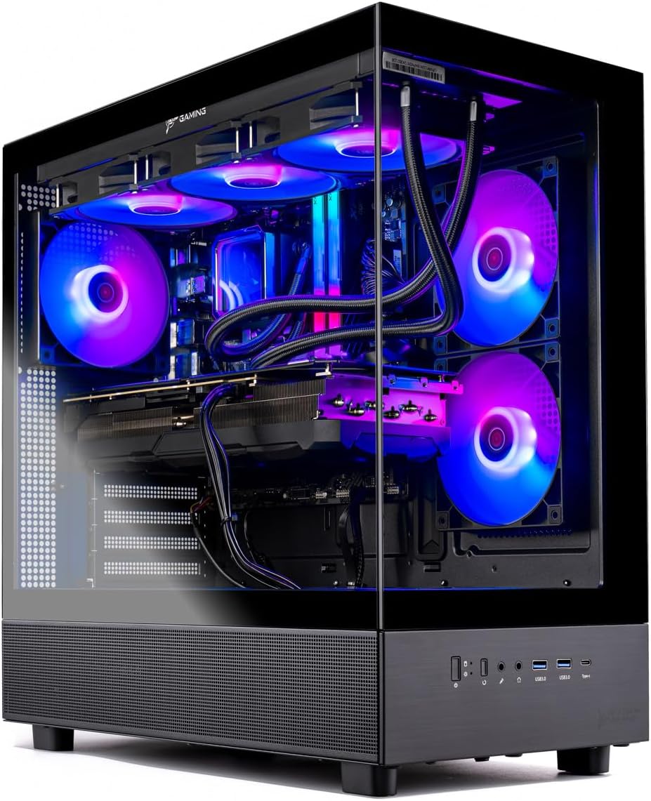 Skytech Gaming Azure 3 Desktop PC, Ryzen 7 9700X 3.8 GHz (5.5GHz), NVIDIA RTX 4060 8GB, 2TB NVMe SSD, 32GB DDR5 RAM 6000 RGB, 650W Gold PSU, 360mm ARGB AIO, Wi-Fi, Win 11