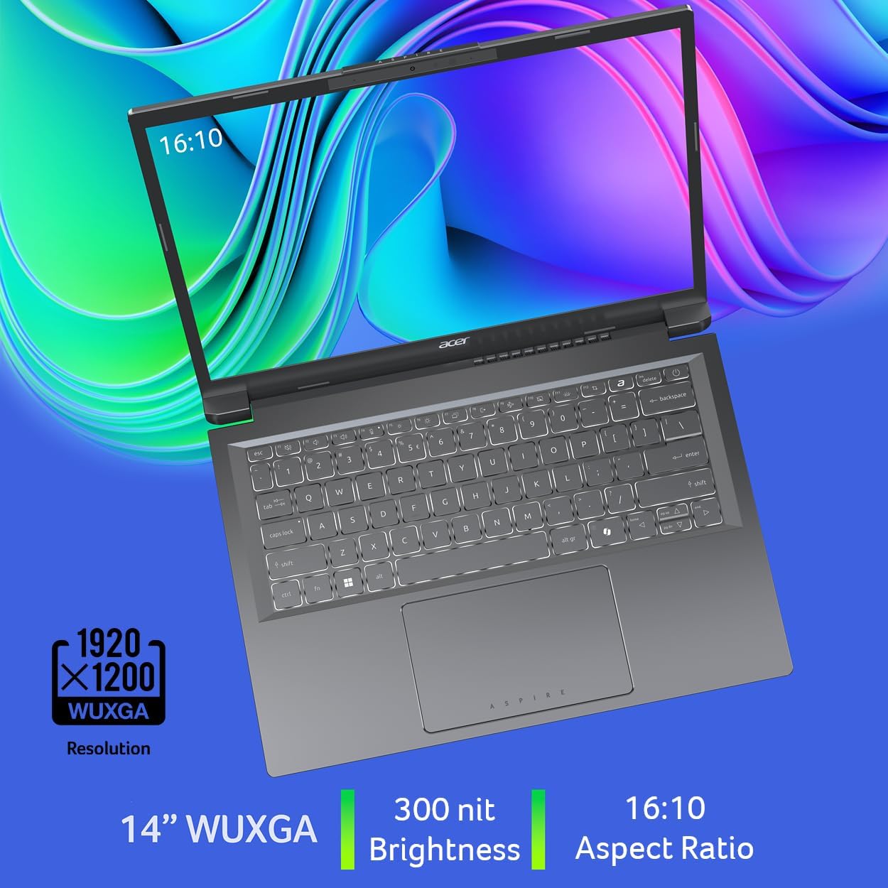 acer Aspire 14 AI Copilot+ PC | 14' WUXGA Display | Intel Core Ultra 5 Processor 226V | NPU: Up to 40 Tops - GPU: Up to 53 Tops | Intel ARC 130V | 16GB LPDDR5X | 512GB SSD | Wi-Fi 6E | A14-52M-51S1