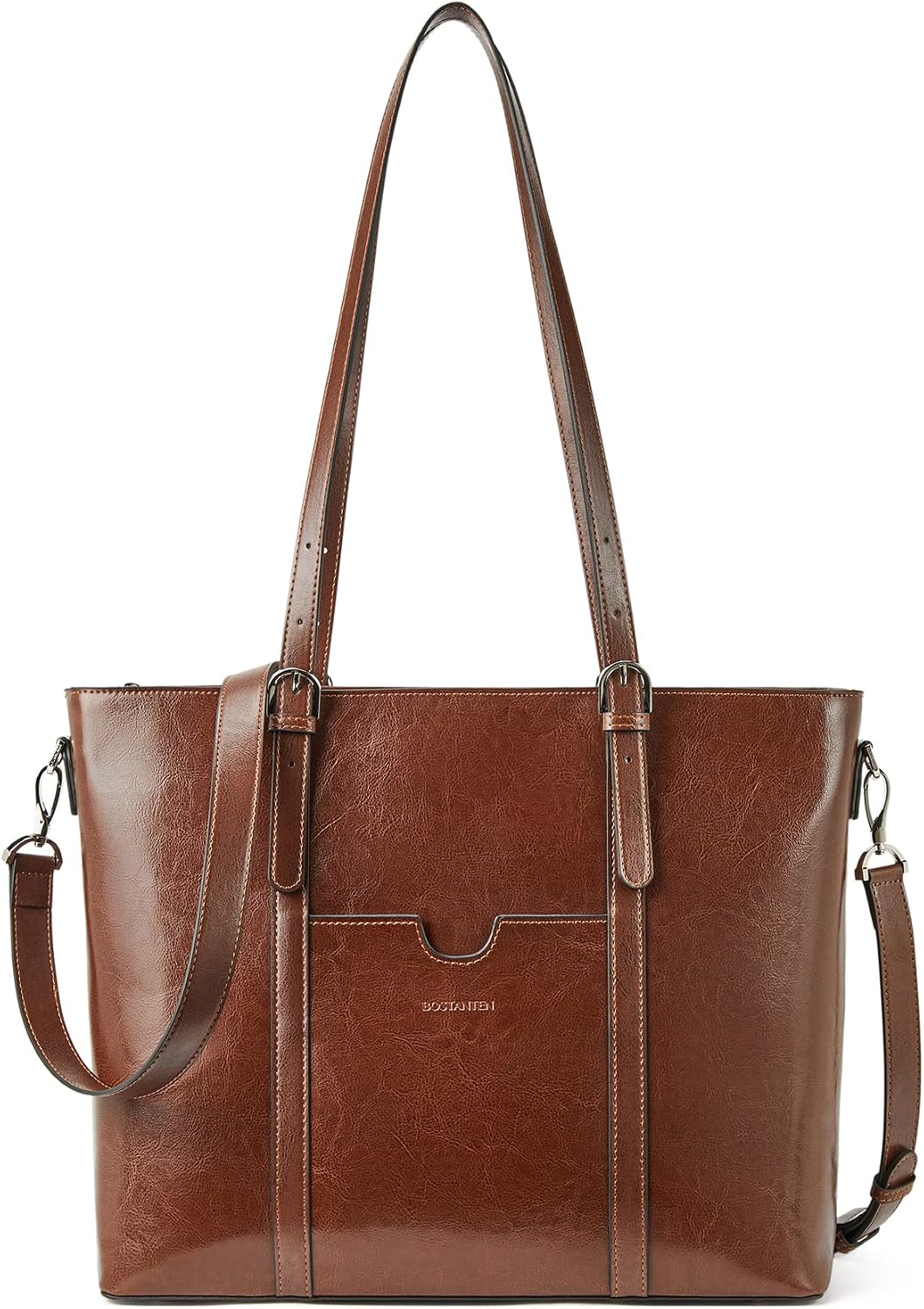 BOSTANTEN Leather Laptop Bag Work Tote for Women Shoulder Handbag Briefcase 15.6 inch Satchel Computer Bag