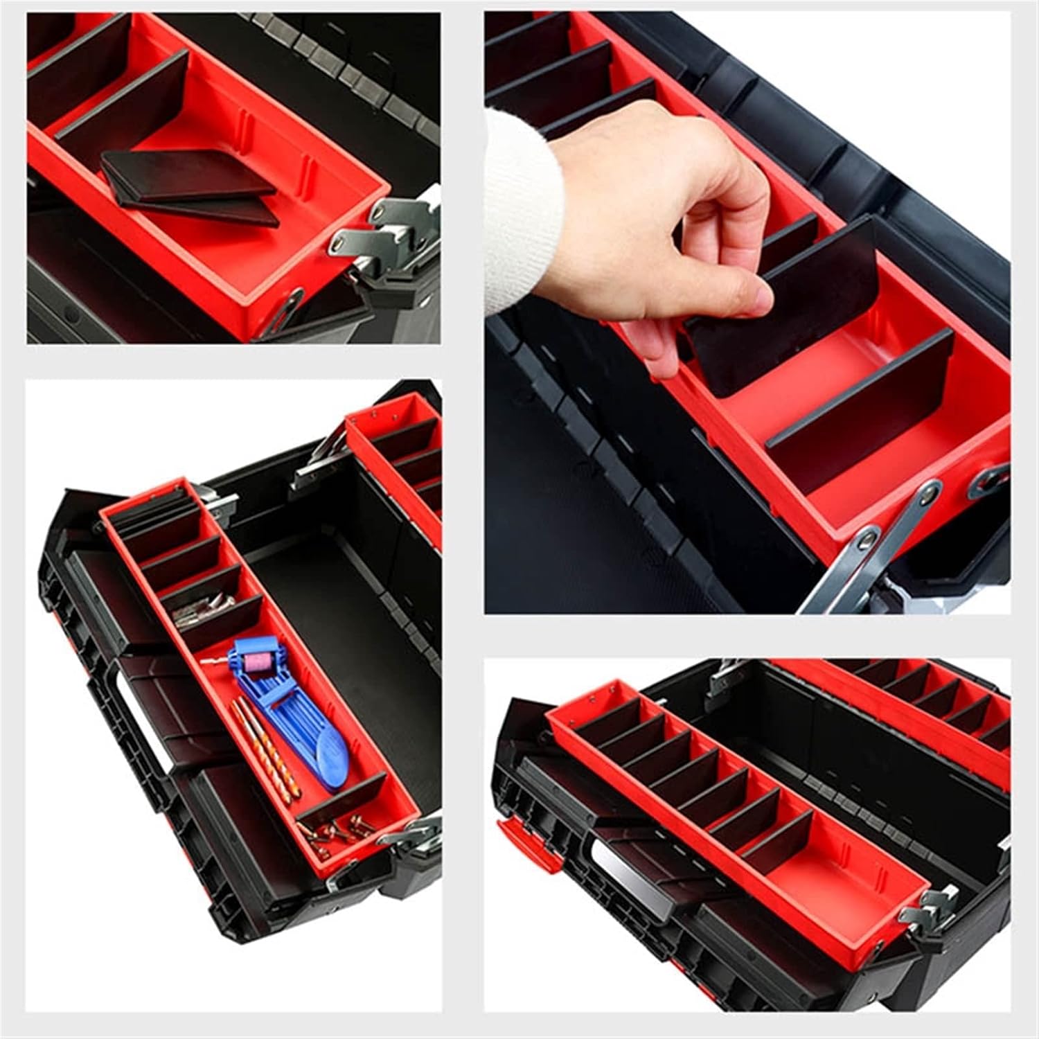 Portable Tool Box Portable Tool Box Hardware Tool Storage Box Household Multi-Function Car Repair Box Folding Double Clamshell Tool Container Small Parts Box
