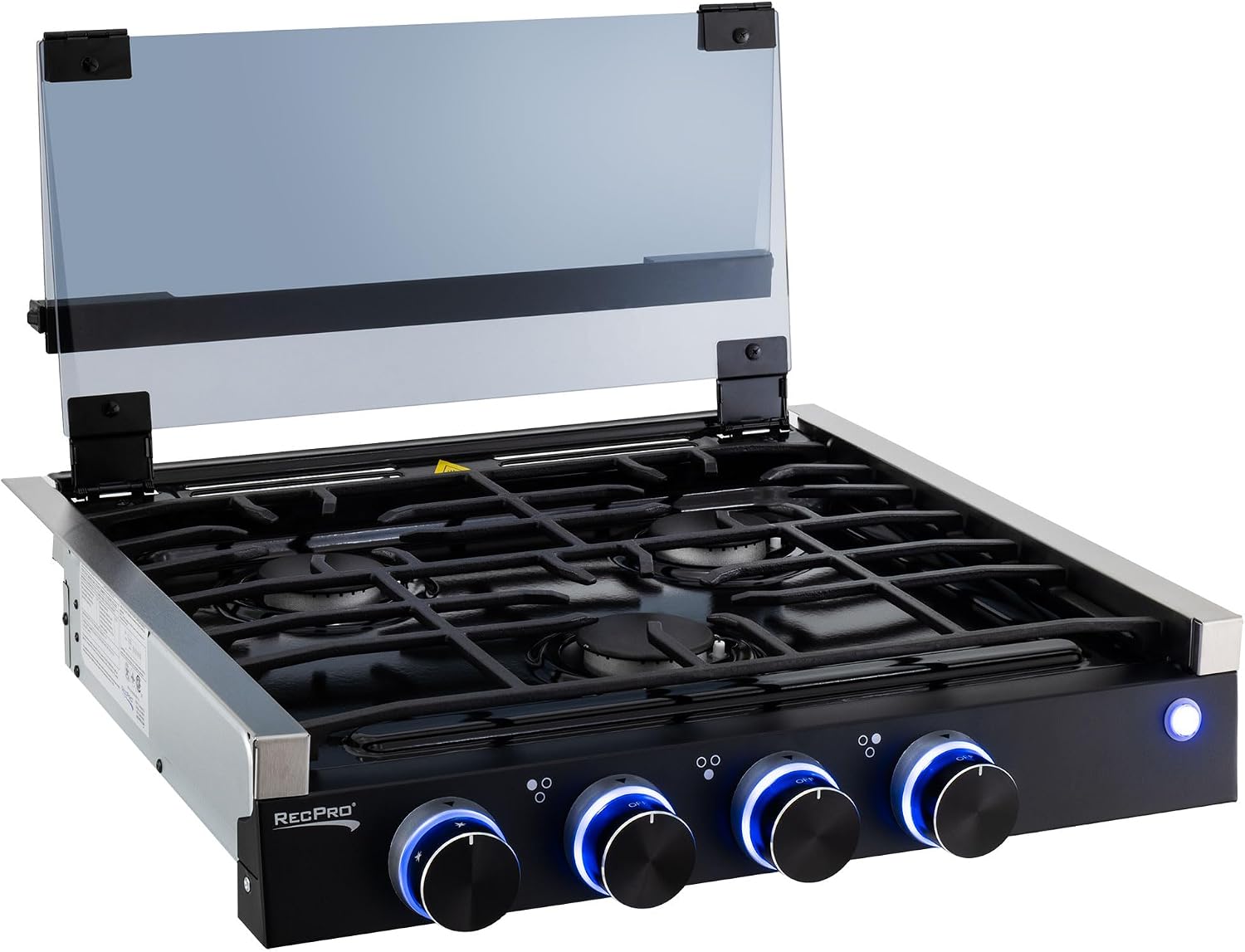 RecPro RV Built In Gas Cooktop | 2 Burner or 3 Burner | RV Cooktop Stove | 6,500 and 8,000 BTU Burners | Cover Included (3 Burner Black)
