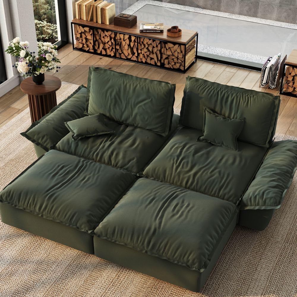 POVISON Oversized Modular Sectional Sailboat Sofa for Living Room with Adjustable Backrest Modern Sectional Couches Loveseat Large Deep Sofa 2 Seats with 2 Ottomans Comfy Cloud Couch for House Office