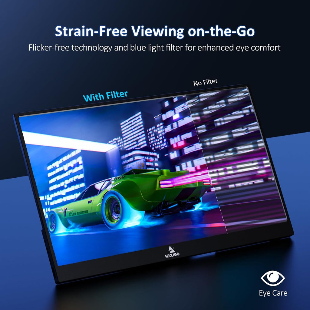 NexiGo 300Hz 17.3 Inch Portable Monitor (NG17FGQ-S), FreeSync, G-SYNC Compatible, FHD IPS Gaming Display, Dual Speakers Eye Care Screen with HDMI/Type C for Laptop PC/MAC/Console, Built-in Kickstand