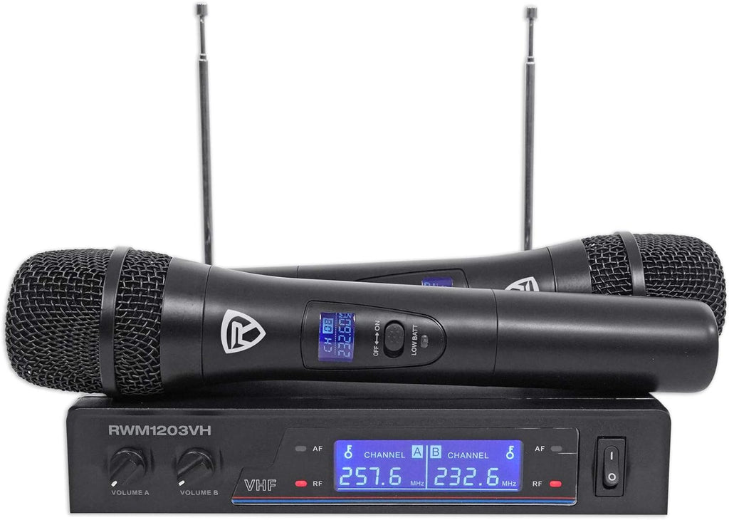 Gemini CDX-2250i Pro DJ Dual Two Deck Rack Mount CD/MP3 Media Player w/USB Bundle with RockvilIe RWM1203VHWireless Dual Handheld Microphone System/Digital Display