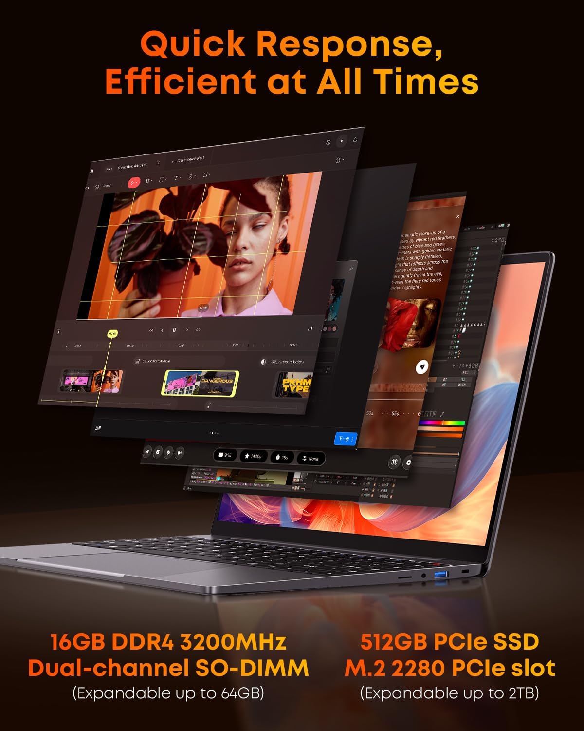 CHUWI Gaming Laptop, AMD Ryzen 5 (Beat i7-1355U), 16GB RAM 512GB SSD, Windows 11 Pro Laptop with Office, 14 Inch IPS 2160 * 1440 Display, Backlit Keyboard, WiFi 6, BT 5.2, HDMI