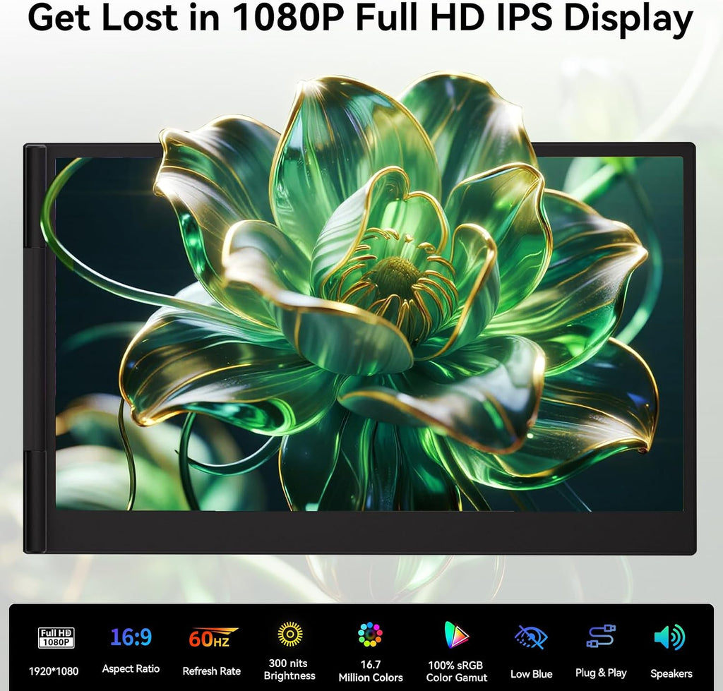 14' Triple Laptop Screen Extender, Ultra-Thin Lightweight FHD 1080P IPS Portable Monitor, Extended Dual Screen for Laptops 13-17.3' Compatible with Wins Mac Chrome Dex Phone Travel Work