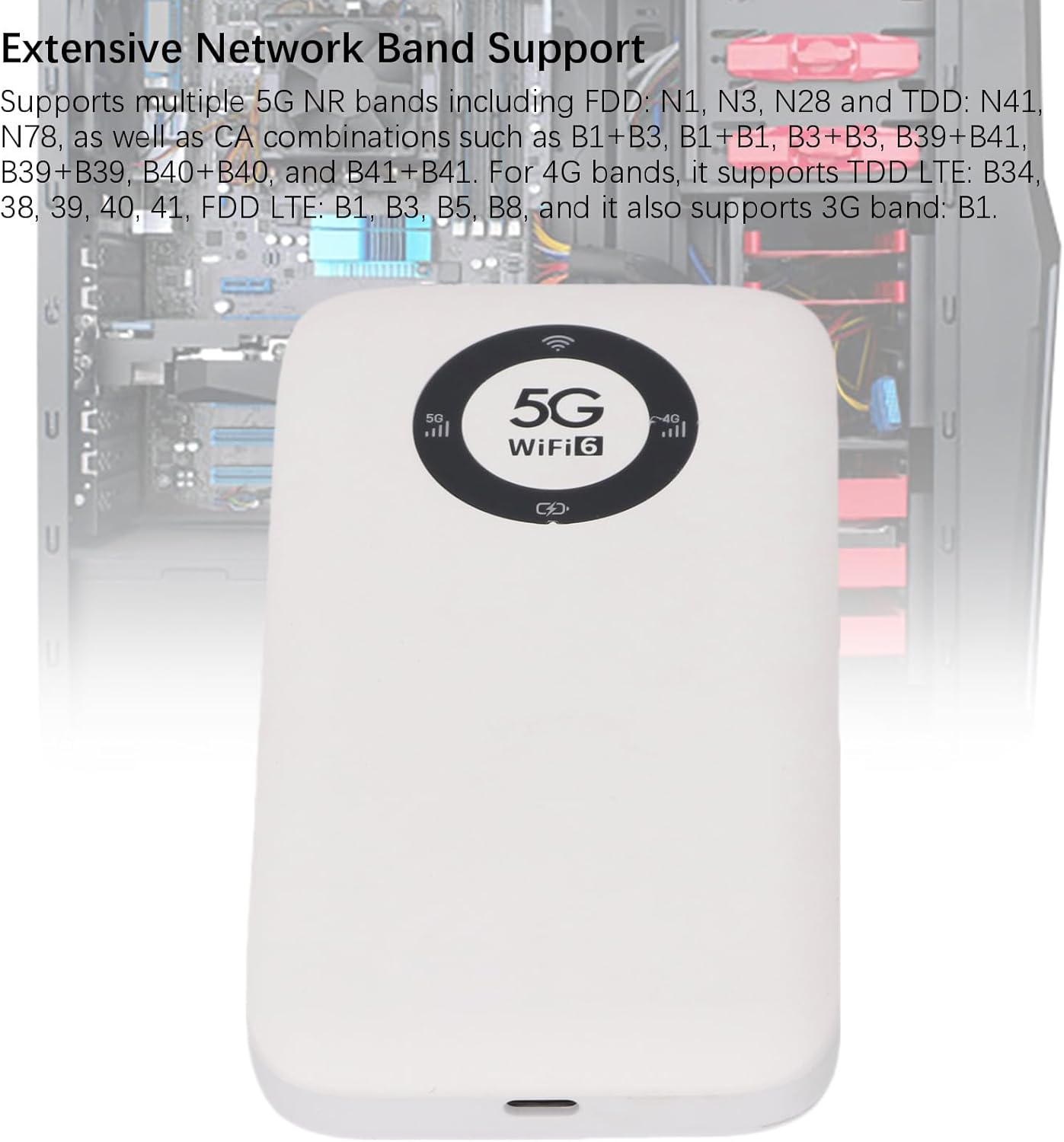 5G Mobile Hotspot, WiFi 6 16 Users Portable Wireless Router with SIM Card Slot and 7100mAh Battery, for Travel Business Outdoor Use (White)