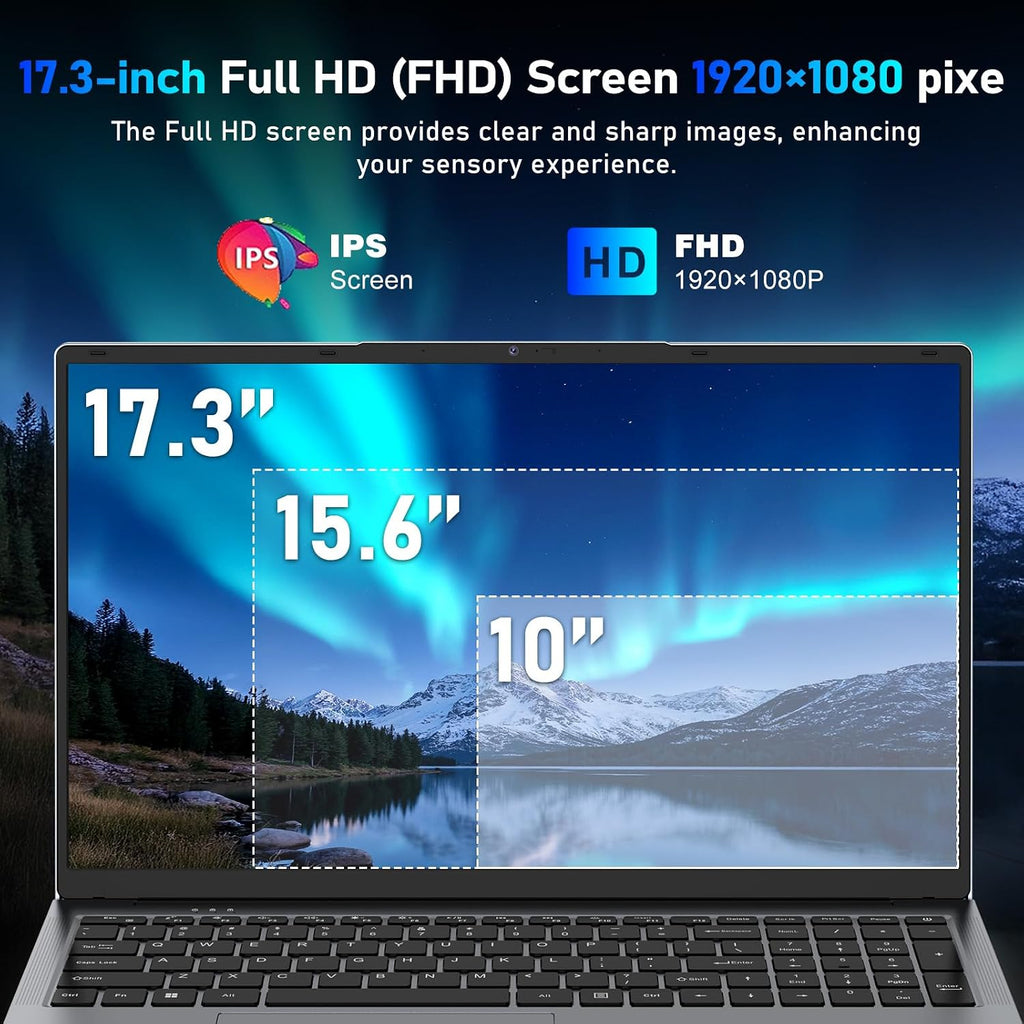 Gaming Laptop Computer, 17.3 Inch Lap Top PC Windows 11 Pro 2026, N150 (Up to 3.6GHz), 16GB RAM 1TB SSD, Integrated Graphics (1GHz), 1920x1080 Display, 46.2Wh, WiFi 5 /BT4.2, Backlit Keyboard